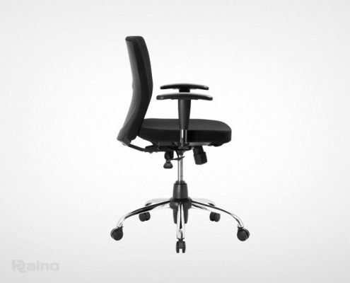 صندلی کارمندی راینو مدل E510B با دسته قابل تنظیم از نمای کنار
