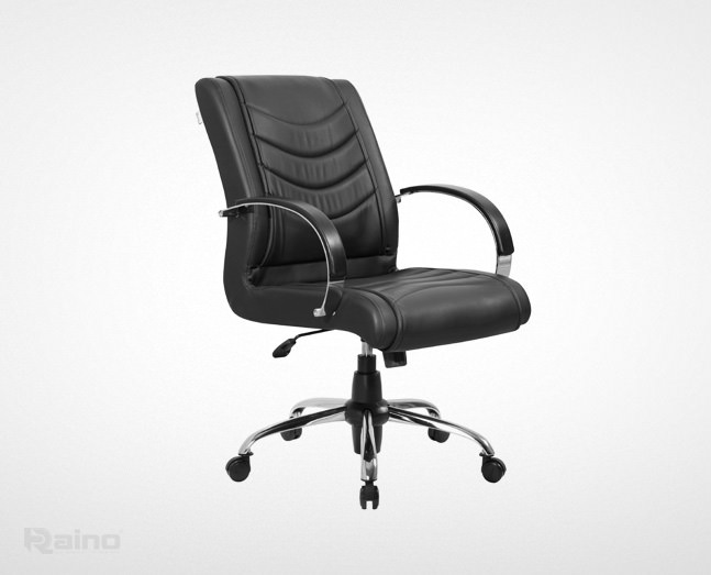 صندلی اداری راینو مدل E530K با رویه چرمی و دسته آلومینیومی